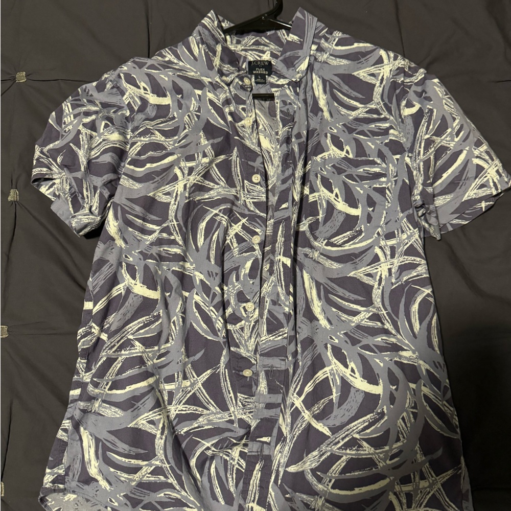 J.Crew blue and white floral button down short sleeve